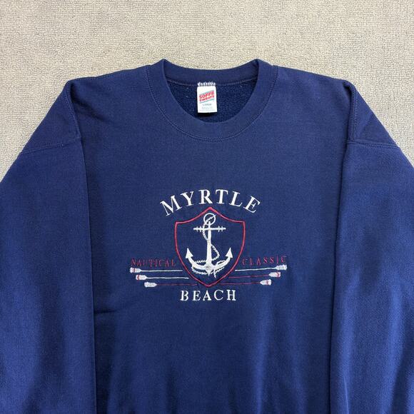 VTG Soffe Sweats Women's Crewneck Sweatshirt Navy Blue Large Myrtle Beach USA - Picture 9 of 9